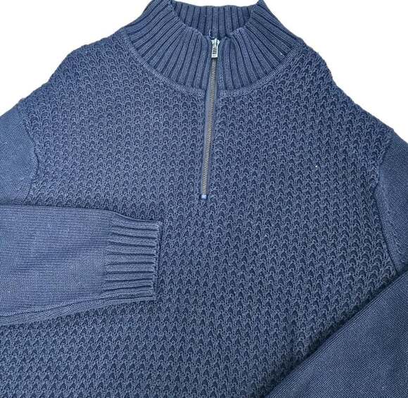 Calvin Klein Other - Calvin Klein Mens XXL Navy Blue Quarter Zip Textured Knit Cotton Sweater 2XL